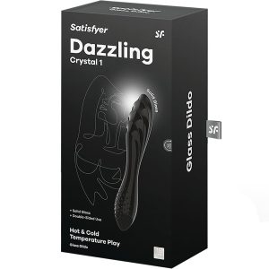 Packaging del Satisfyer Dazzling Crystal nero - Confezione di lusso per un dildo unico.