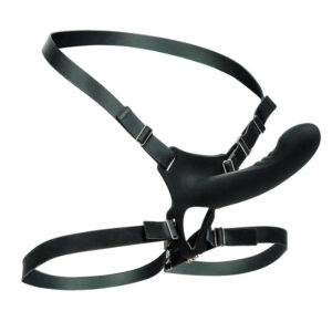 Imbracatura nera dello strap on vibrante Boundless di CalExotics