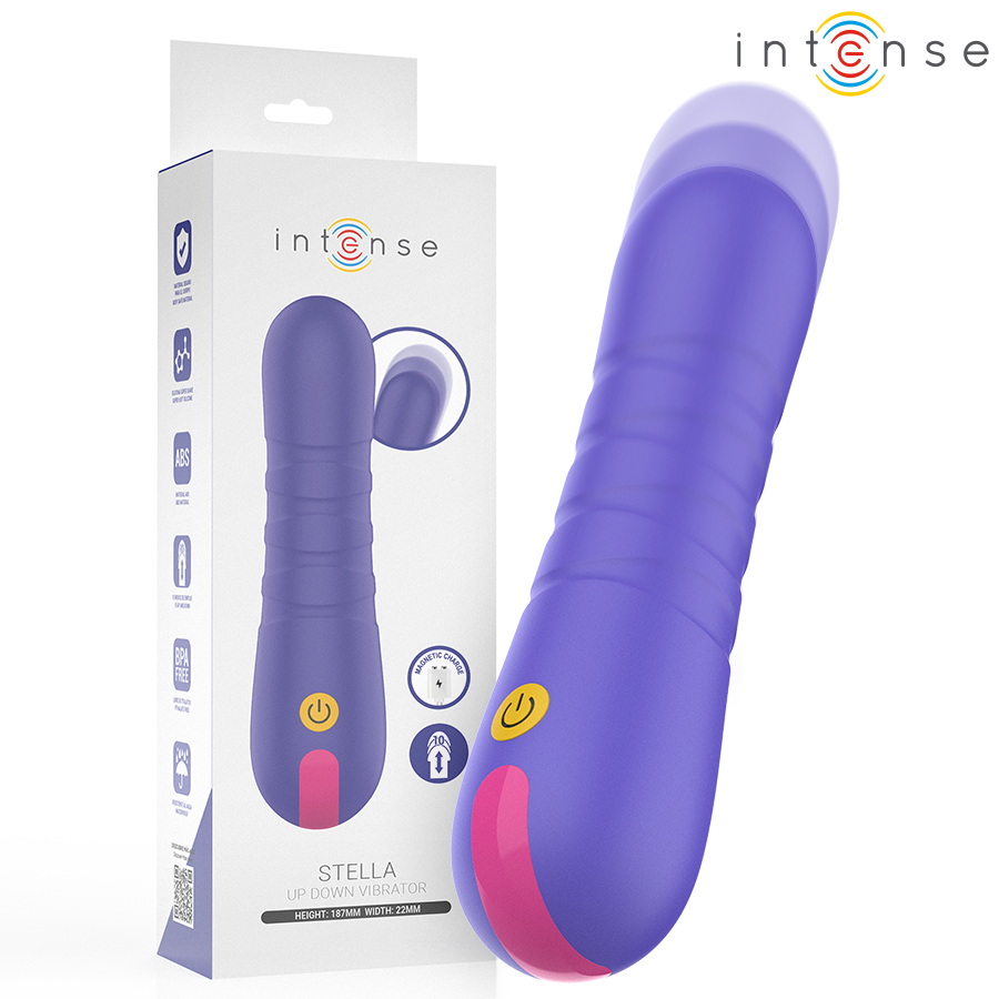 vibratore a spinta verticale INTENSE STELLA PUSH silicone rosa